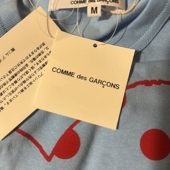 Comme des Garcons PLAY Pastel Polka Dot Logo T Shirt Blue - Picture 7 of 7
